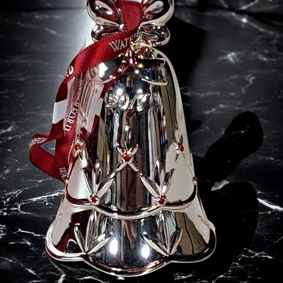 Waterford Bell Ornament Silver Lismore Plated Christmas Decoration dated 2017 - Picture 12 of 14